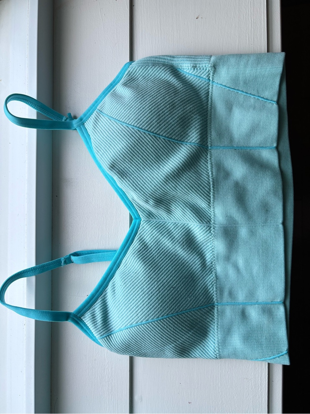 Light Blue Ribbed Longline Bralette
